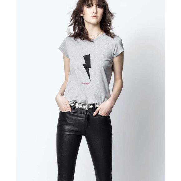 Tops - Just Zadig Grey Lightning Bolt Graphic T-Shirt‎